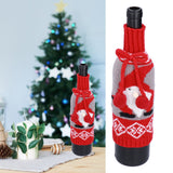 Knitted Wine Bottle Cover Bag Sleeve Home Decoration for Christmas Wedding Birthday PartyRed +Gray - Extra Image