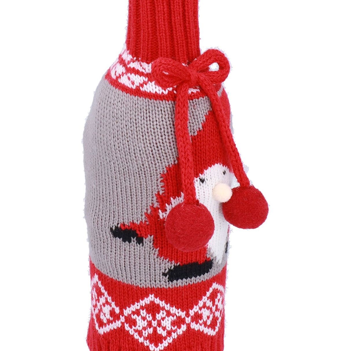 Knitted Wine Bottle Cover Bag Sleeve Home Decoration for Christmas Wedding Birthday PartyRed +Gray