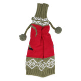 Knitted Wine Bottle Cover Bag Sleeve Home Decoration for Christmas Wedding Birthday PartyRed +Green - Front View