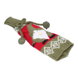 Knitted Wine Bottle Cover Bag Sleeve Home Decoration for Christmas Wedding Birthday PartyRed +Green - Side View