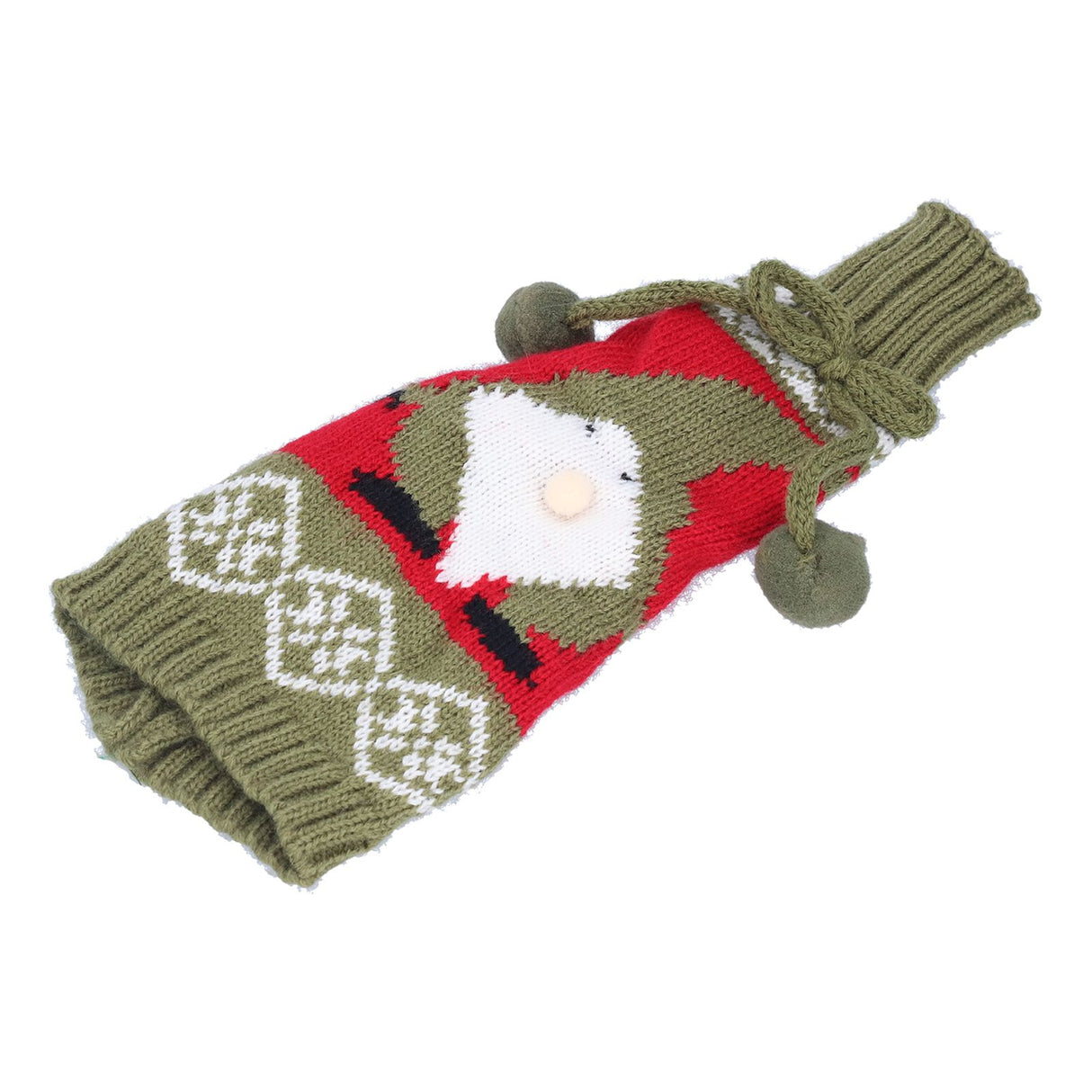 Knitted Wine Bottle Cover Bag Sleeve Home Decoration for Christmas Wedding Birthday PartyRed +Green