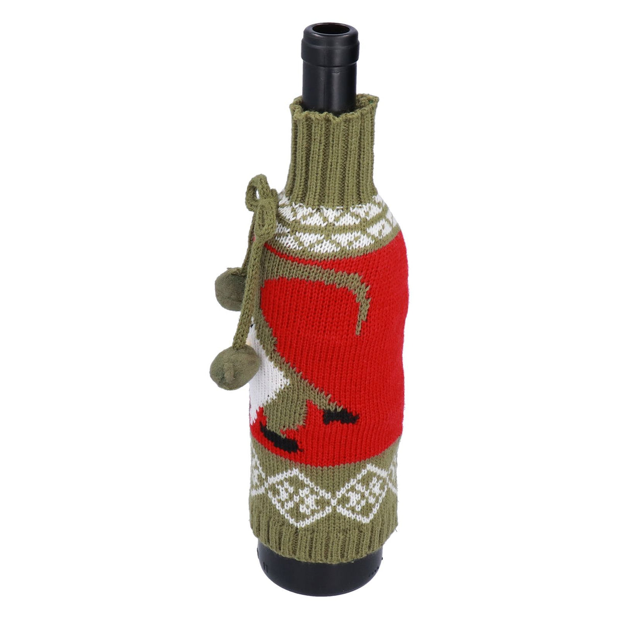 Knitted Wine Bottle Cover Bag Sleeve Home Decoration for Christmas Wedding Birthday PartyRed +Green