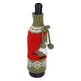 Knitted Wine Bottle Cover Bag Sleeve Home Decoration for Christmas Wedding Birthday PartyRed +Green - Close-Up Angle