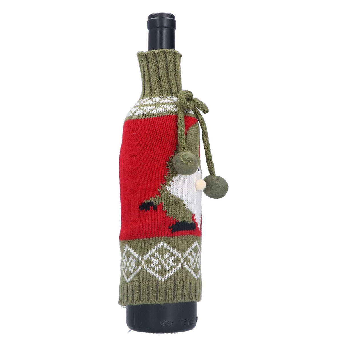Knitted Wine Bottle Cover Bag Sleeve Home Decoration for Christmas Wedding Birthday PartyRed +Green
