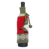 Knitted Wine Bottle Cover Bag Sleeve Home Decoration for Christmas Wedding Birthday PartyRed +Green