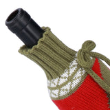 Knitted Wine Bottle Cover Bag Sleeve Home Decoration for Christmas Wedding Birthday PartyRed +Green - Extra Image
