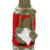 Knitted Wine Bottle Cover Bag Sleeve Home Decoration for Christmas Wedding Birthday PartyRed +Green - Extra Image