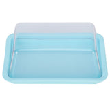 Rectangular Butter Cutting Box with Lid Portable Butter Storage Box for Home KitchenBlue