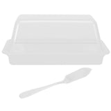 Rectangular Butter Cutting Box with Lid Portable Butter Storage Box for Home KitchenWhite