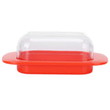 Wide Rectangular Butter Container with Lid Knife Portable Small Cheese Dish Holder Tray for Home KitchenRed