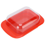 Wide Rectangular Butter Container with Lid Knife Portable Small Cheese Dish Holder Tray for Home KitchenRed