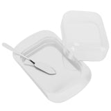 Wide Rectangular Butter Container with Lid Knife Portable Small Cheese Dish Holder Tray for Home KitchenWhite