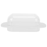 Wide Rectangular Butter Container with Lid Knife Portable Small Cheese Dish Holder Tray for Home KitchenWhite