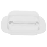 Wide Rectangular Butter Container with Lid Knife Portable Small Cheese Dish Holder Tray for Home KitchenWhite