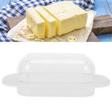 Wide Rectangular Butter Container with Lid Knife Portable Small Cheese Dish Holder Tray for Home KitchenWhite