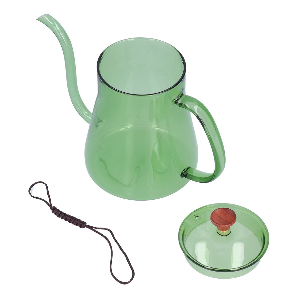 Coffee Kettle Glass Coffee Pot 600ML Coffee Drip Kettle Long Nozzle Kettle for Home KitchenGreen