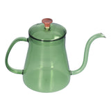 Coffee Kettle Glass Coffee Pot 600ML Coffee Drip Kettle Long Nozzle Kettle for Home KitchenGreen - Low Angle