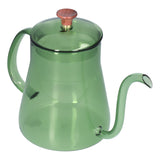 Coffee Kettle Glass Coffee Pot 600ML Coffee Drip Kettle Long Nozzle Kettle for Home KitchenGreen