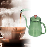 Coffee Kettle Glass Coffee Pot 600ML Coffee Drip Kettle Long Nozzle Kettle for Home KitchenGreen