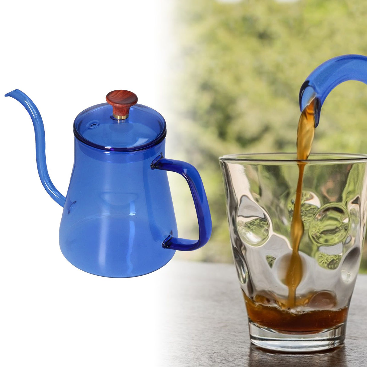 Long Spout Kettle Large Capacity Heat Resistant Easy to Clean Long Mouth Coffee PotBlue