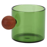 Glass Coffee Cup Clear Heatproof Glass Coffee Mug with Wooden Ball Handle for Office Bar PartyGreen