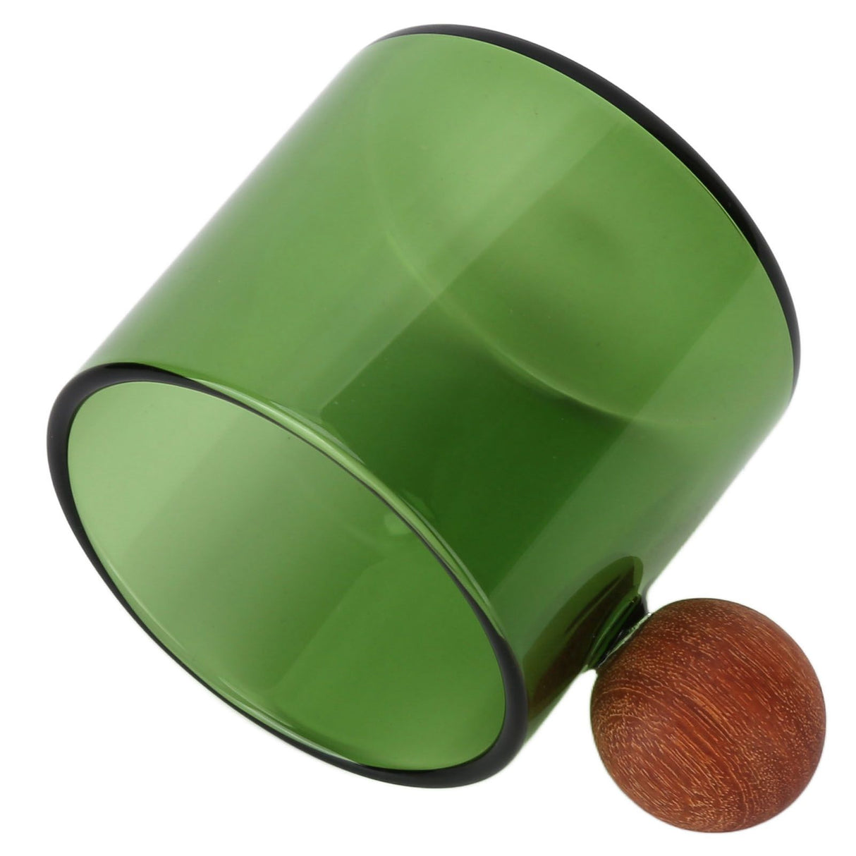 Glass Coffee Cup Clear Heatproof Glass Coffee Mug with Wooden Ball Handle for Office Bar PartyGreen