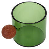 Glass Coffee Cup Clear Heatproof Glass Coffee Mug with Wooden Ball Handle for Office Bar PartyGreen