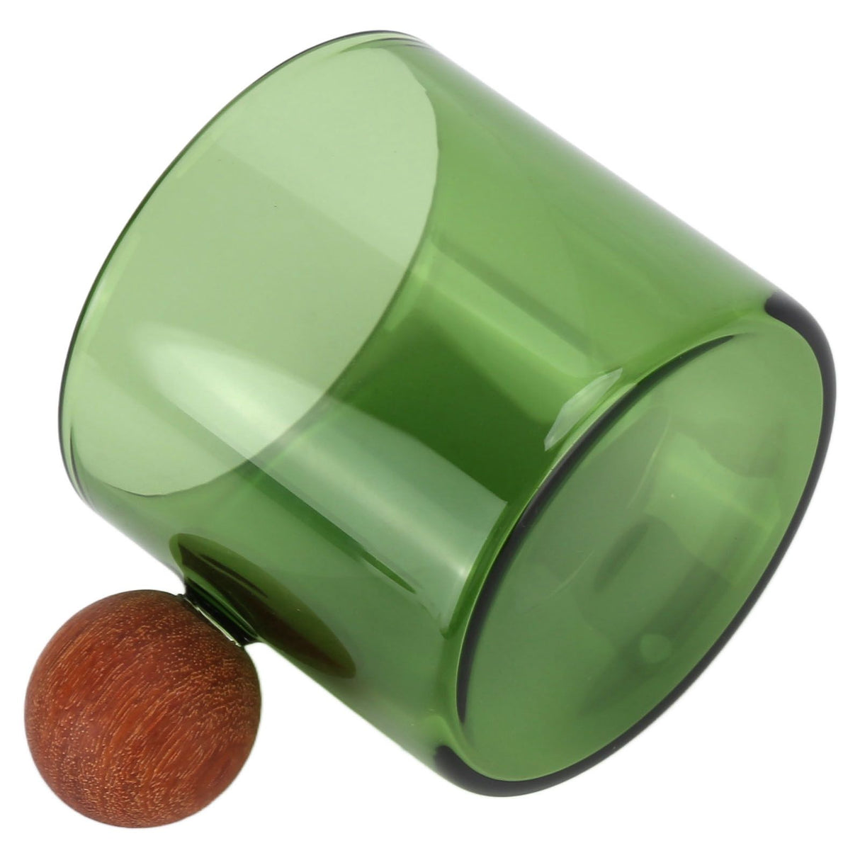 Glass Coffee Cup Clear Heatproof Glass Coffee Mug with Wooden Ball Handle for Office Bar PartyGreen
