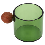 Glass Coffee Cup Clear Heatproof Glass Coffee Mug with Wooden Ball Handle for Office Bar PartyGreen - Extra Image