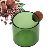 Glass Coffee Cup Clear Heatproof Glass Coffee Mug with Wooden Ball Handle for Office Bar PartyGreen