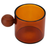 Glass Coffee Cup Clear Heatproof Glass Coffee Mug with Wooden Ball Handle for Office Bar PartyBrown