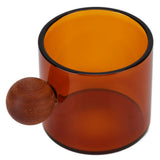 Glass Coffee Cup Clear Heatproof Glass Coffee Mug with Wooden Ball Handle for Office Bar PartyBrown - Side View