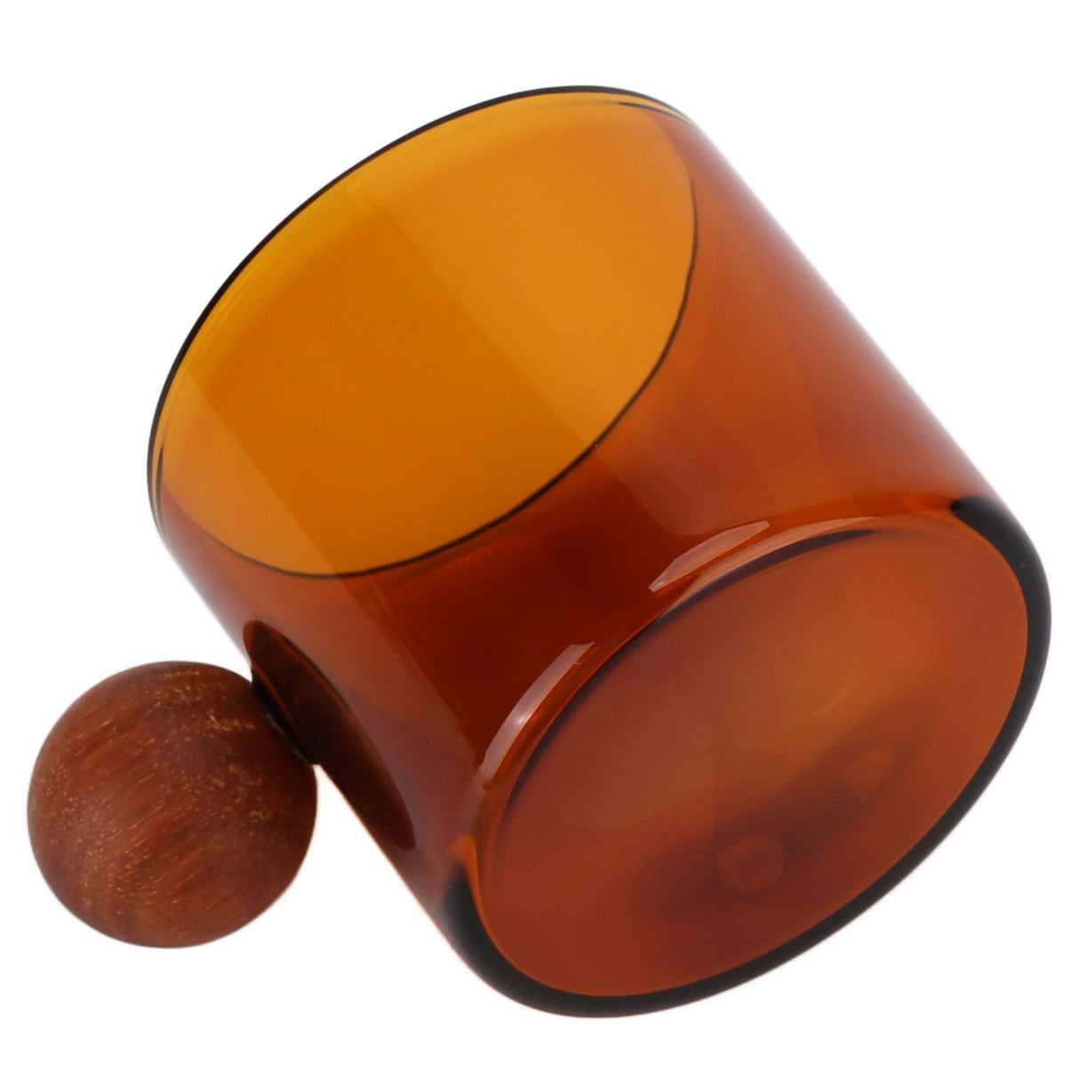 Glass Coffee Cup Clear Heatproof Glass Coffee Mug with Wooden Ball Handle for Office Bar PartyBrown