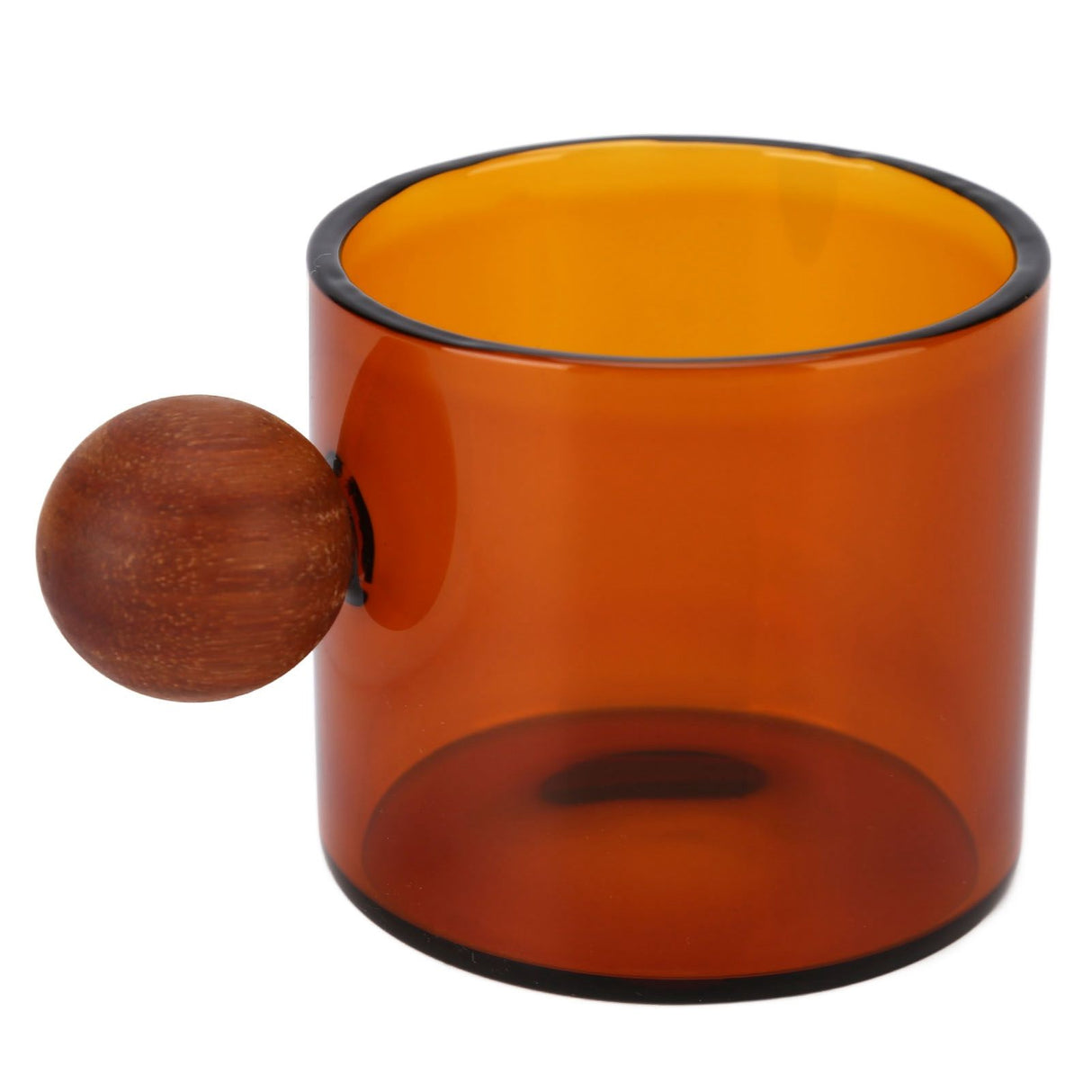Glass Coffee Cup Clear Heatproof Glass Coffee Mug with Wooden Ball Handle for Office Bar PartyBrown