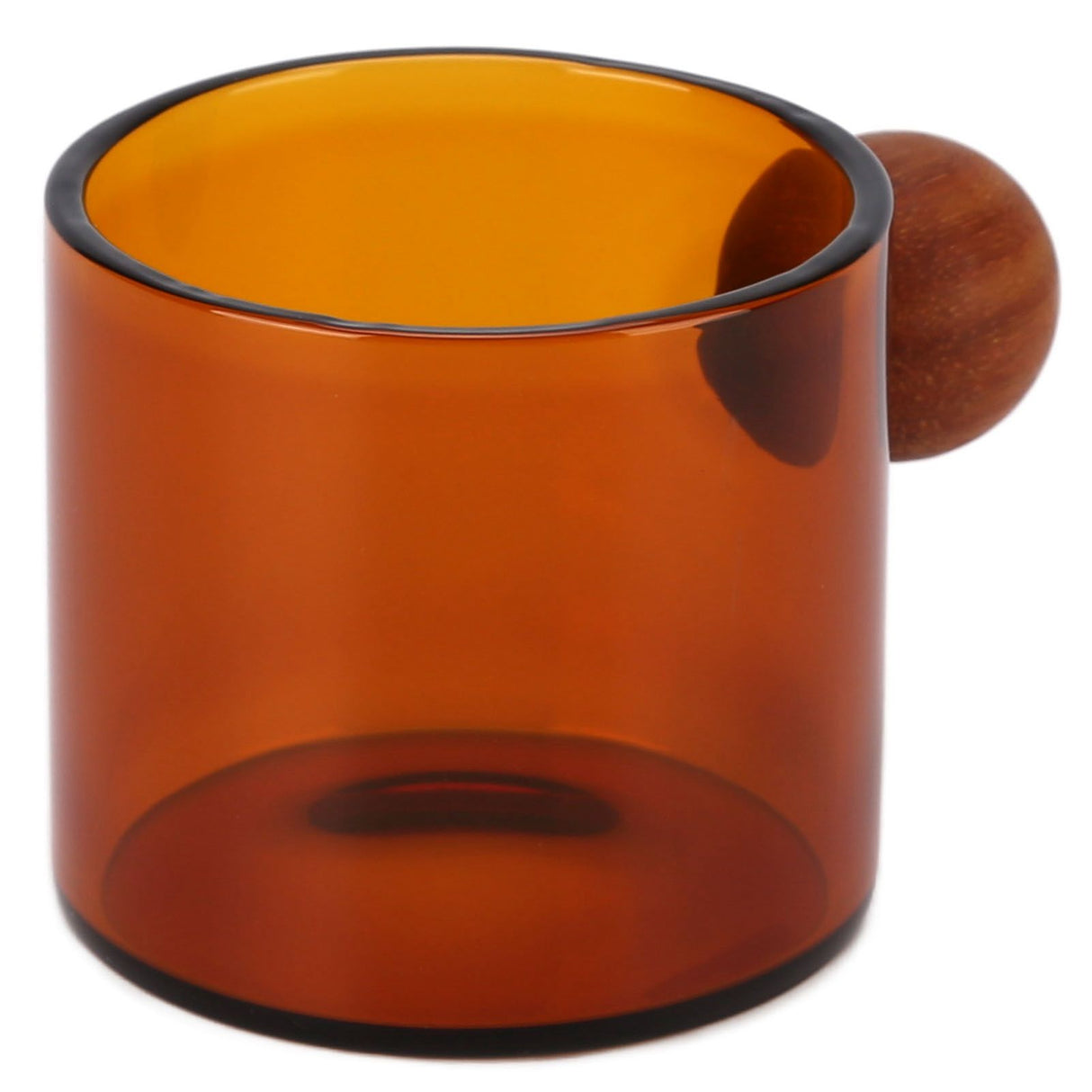 Glass Coffee Cup Clear Heatproof Glass Coffee Mug with Wooden Ball Handle for Office Bar PartyBrown