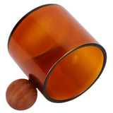 Glass Coffee Cup Clear Heatproof Glass Coffee Mug with Wooden Ball Handle for Office Bar PartyBrown