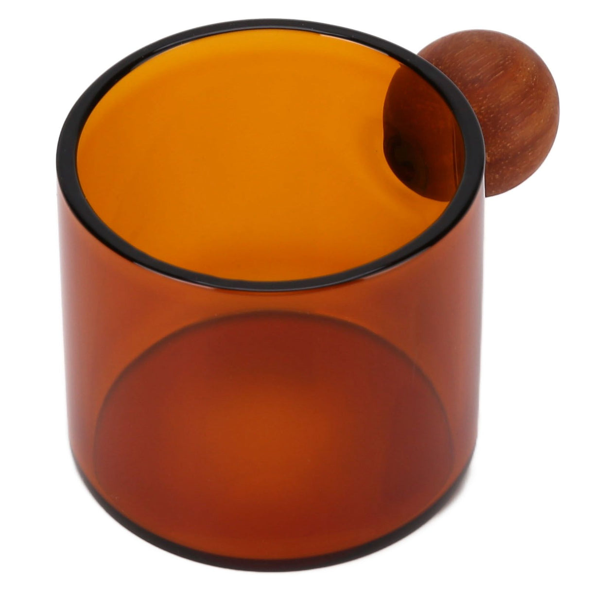 Glass Coffee Cup Clear Heatproof Glass Coffee Mug with Wooden Ball Handle for Office Bar PartyBrown