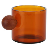 Glass Coffee Cup Clear Heatproof Glass Coffee Mug with Wooden Ball Handle for Office Bar PartyBrown