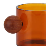 Glass Coffee Cup Clear Heatproof Glass Coffee Mug with Wooden Ball Handle for Office Bar PartyBrown - Extra Image