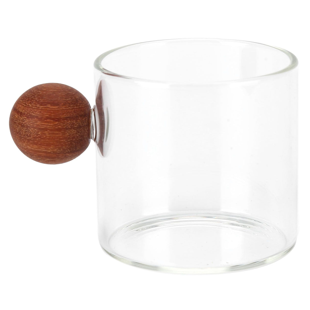 Glass Coffee Cup Clear Heatproof Glass Coffee Mug with Wooden Ball Handle for Office Bar PartyTransparent