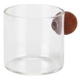 Glass Coffee Cup Clear Heatproof Glass Coffee Mug with Wooden Ball Handle for Office Bar PartyTransparent - Front View