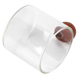 Glass Coffee Cup Clear Heatproof Glass Coffee Mug with Wooden Ball Handle for Office Bar PartyTransparent - Side View