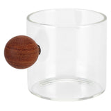 Glass Coffee Cup Clear Heatproof Glass Coffee Mug with Wooden Ball Handle for Office Bar PartyTransparent - 45-Degree Angle