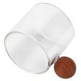 Glass Coffee Cup Clear Heatproof Glass Coffee Mug with Wooden Ball Handle for Office Bar PartyTransparent - Close-Up Angle