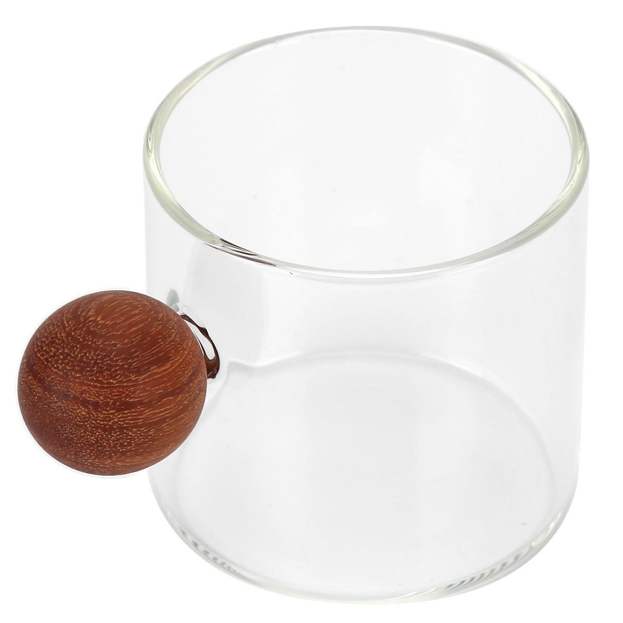 Glass Coffee Cup Clear Heatproof Glass Coffee Mug with Wooden Ball Handle for Office Bar PartyTransparent