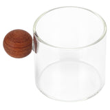 Glass Coffee Cup Clear Heatproof Glass Coffee Mug with Wooden Ball Handle for Office Bar PartyTransparent - Extra Image
