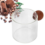 Glass Coffee Cup Clear Heatproof Glass Coffee Mug with Wooden Ball Handle for Office Bar PartyTransparent