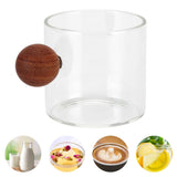 Glass Coffee Cup Clear Heatproof Glass Coffee Mug with Wooden Ball Handle for Office Bar PartyTransparent