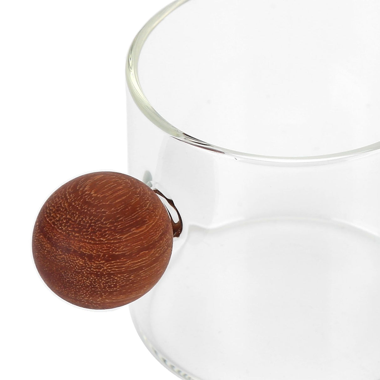 Glass Coffee Cup Clear Heatproof Glass Coffee Mug with Wooden Ball Handle for Office Bar PartyTransparent