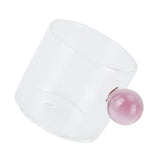 Teacup Glass Mug Transparent Heat Resistant Glass Coffee Cup with Ball Handle 120mlPink Handle